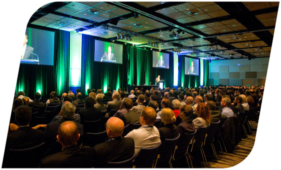 conference lighting and projector setup