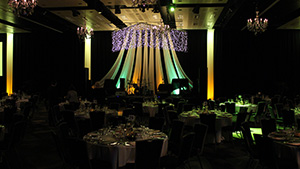 colourful astea lighting for dinner event